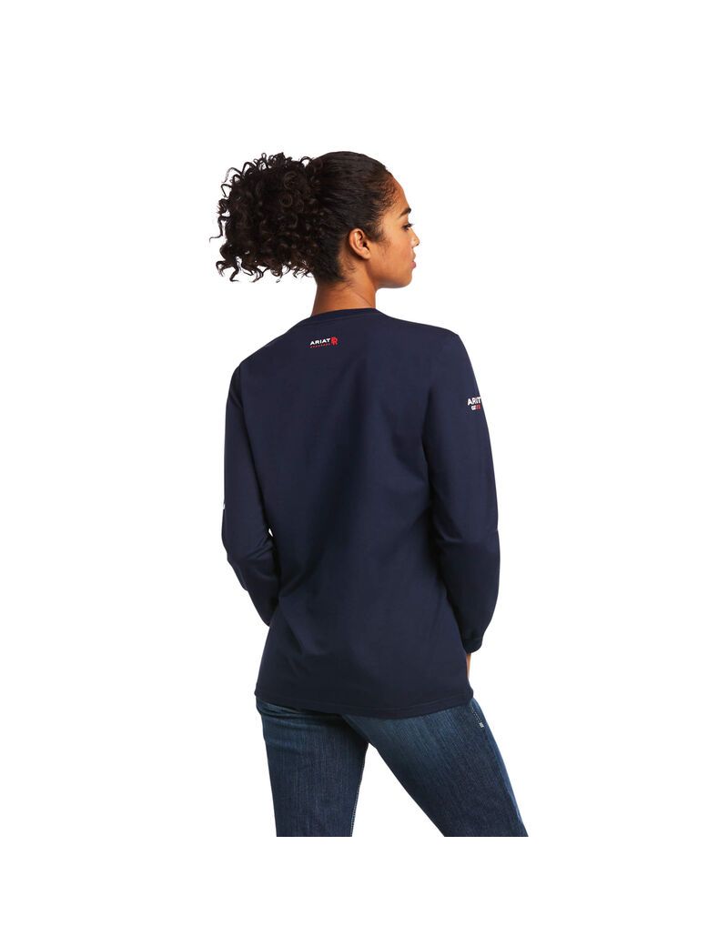 Chemises Ariat FR Stretch Logo Bleu Marine | IKU-8558909