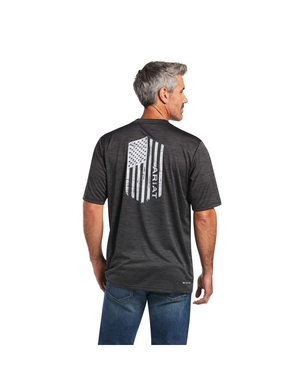 T Shirts Ariat Charger Vertical Flag Tee Grise | MED-8959036