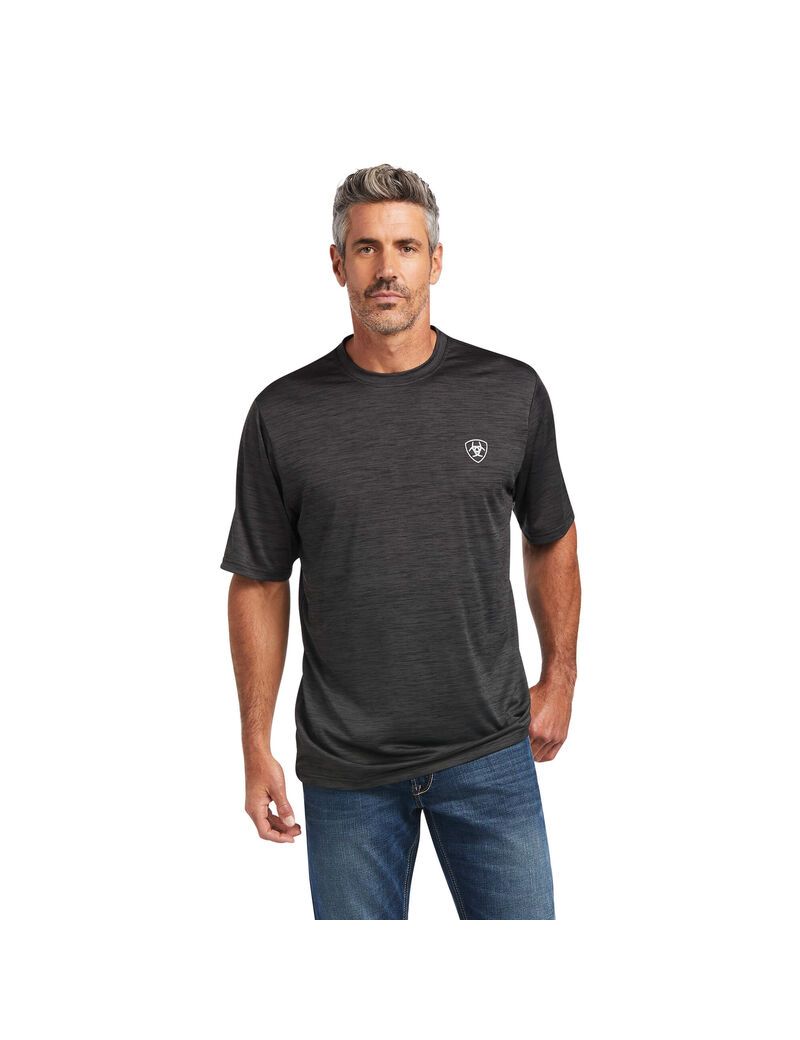 T Shirts Ariat Charger Vertical Flag Tee Grise | MED-8959036