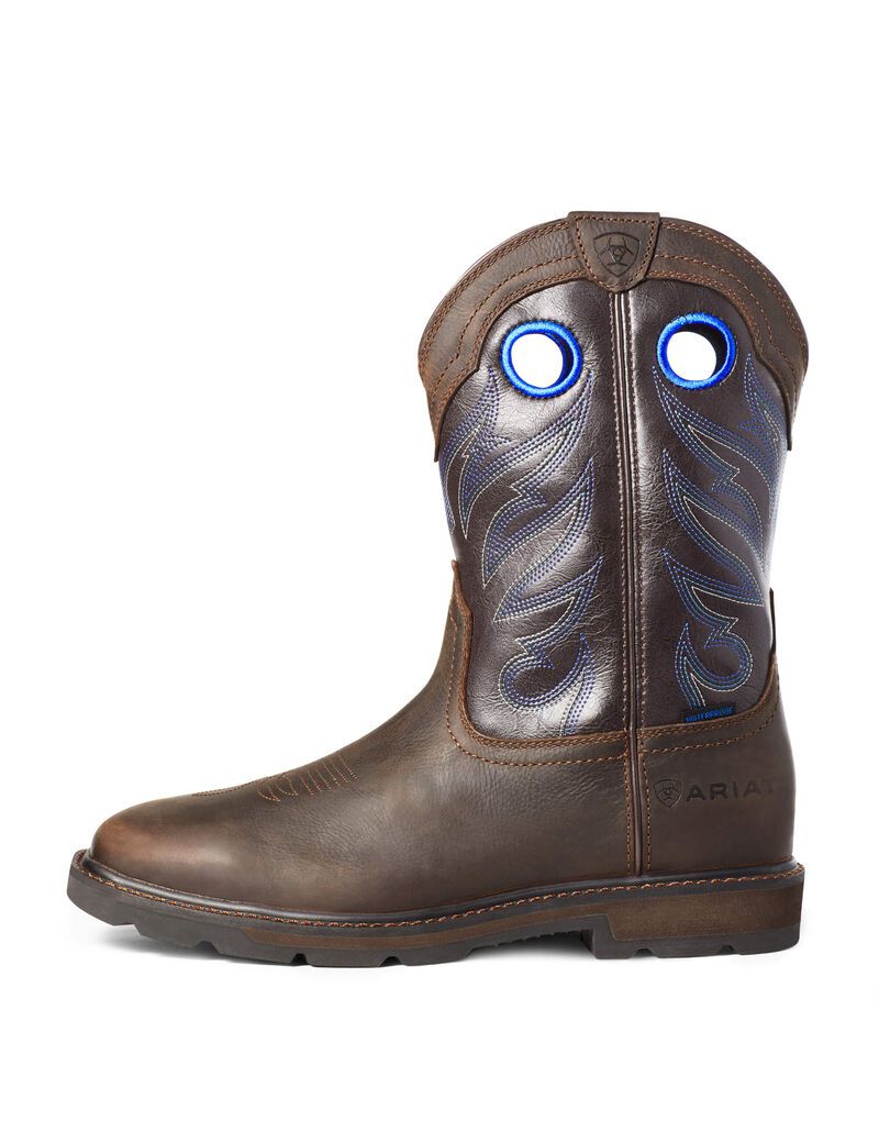 Bottes Imperméables Ariat Groundwork Travail Marron Foncé | KQI-0954081