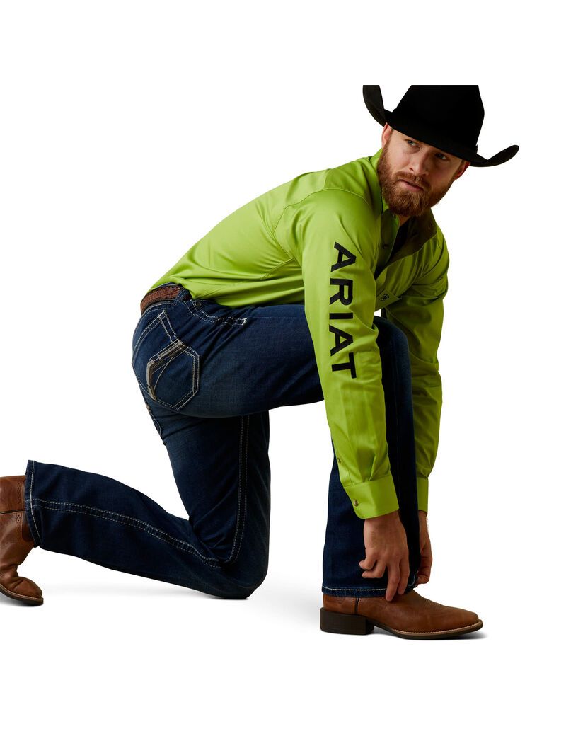 Chemises De Costume Ariat Team Logo Twill Fitted Vert | XGS-0457145