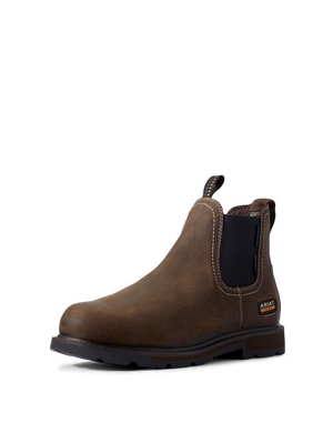 Bottines Chelsea Ariat Groundbreaker CSA Imperméables Steel Embout Travail Marron Foncé | NCZ-4488796