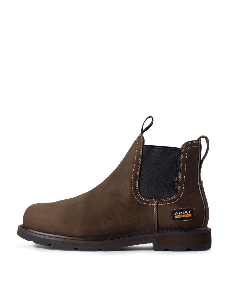 Bottines Chelsea Ariat Groundbreaker CSA Imperméables Steel Embout Travail Marron Foncé | NCZ-4488796