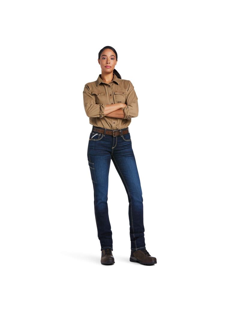 Vêtements De Travail Ariat Rebar Perfect Rise Travail Flex Riveter Slim Leg Jeans Multicolore | DXO-9873926