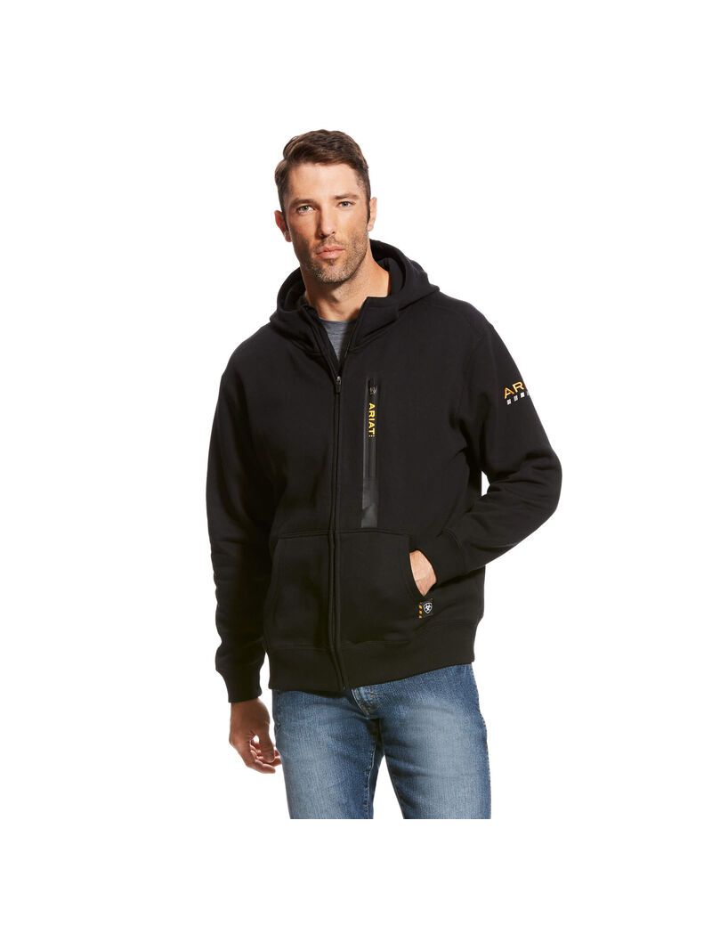 Sweat à Capuche Ariat Rebar Workman Full Zip Noir | CFR-2419671