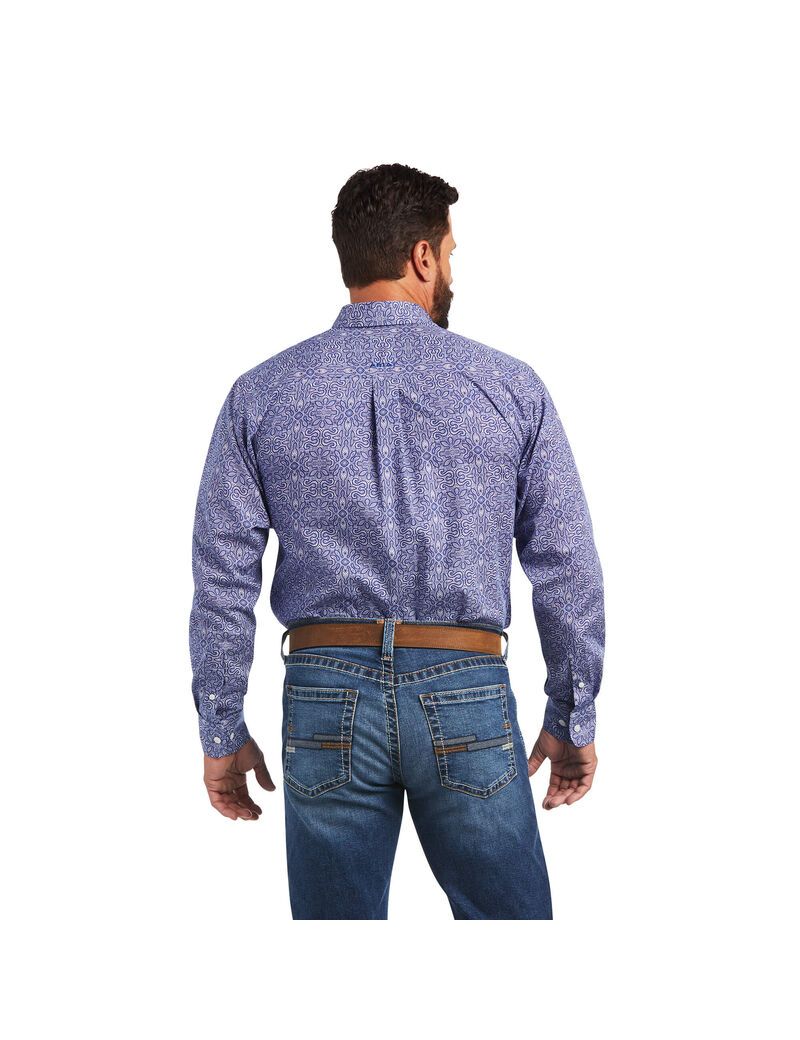 Chemises De Costume Ariat Wrinkle Free Slater Fitted Bleu | COL-2920914