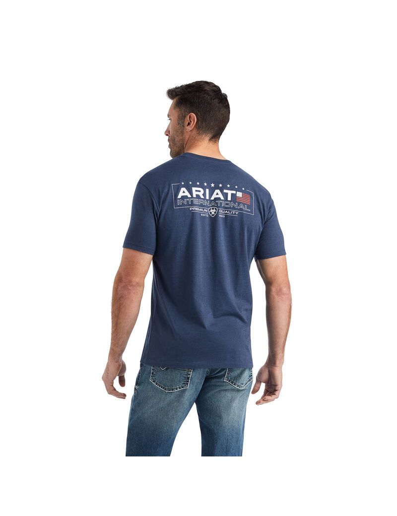 T Shirts Ariat Horizontal Bleu Marine | ZMX-1697092