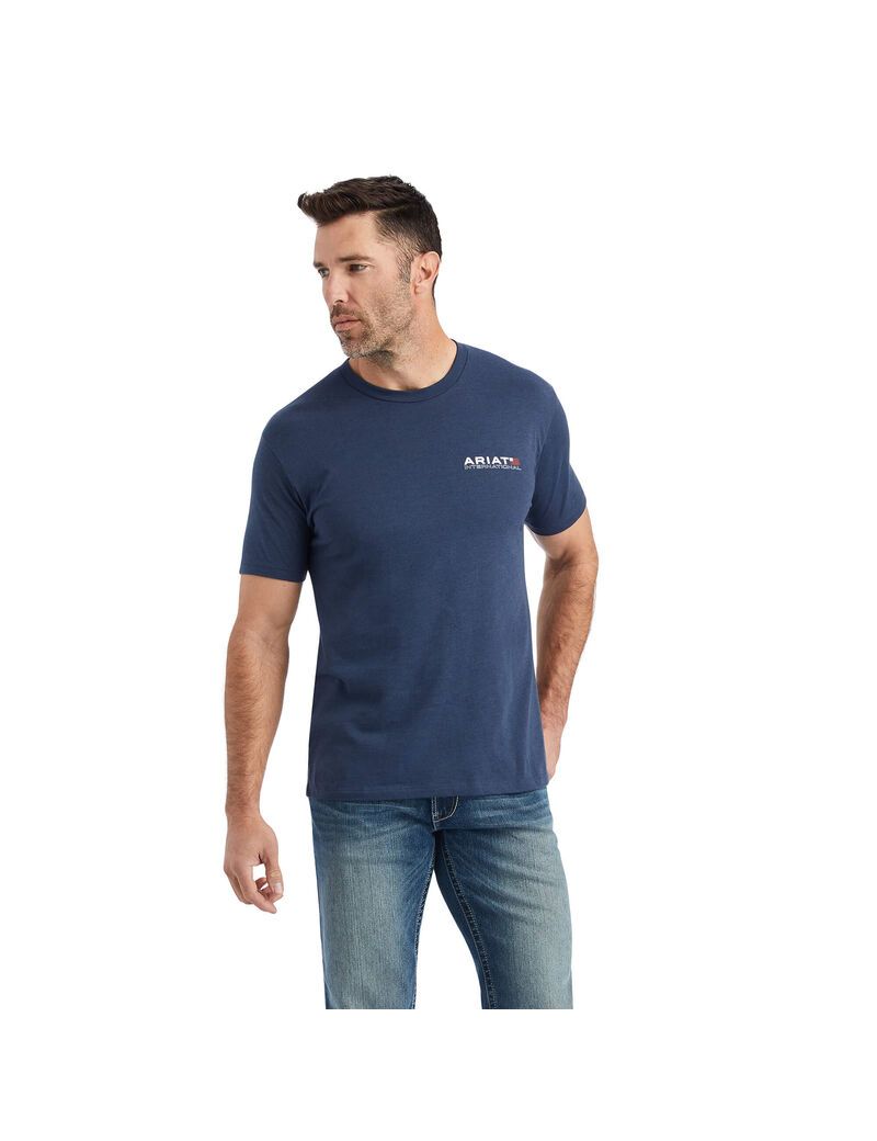 T Shirts Ariat Horizontal Bleu Marine | ZMX-1697092