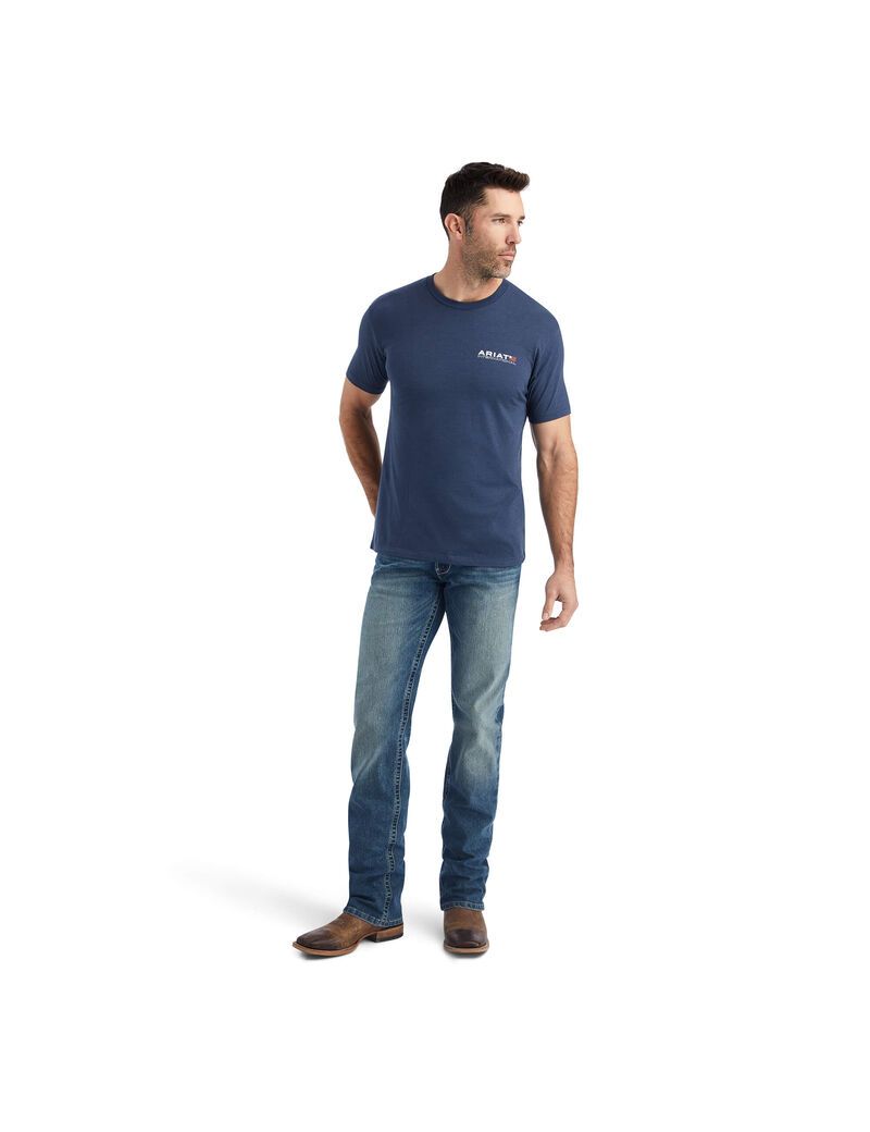 T Shirts Ariat Horizontal Bleu Marine | ZMX-1697092