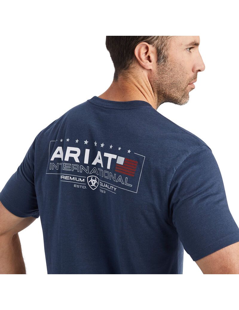 T Shirts Ariat Horizontal Bleu Marine | ZMX-1697092