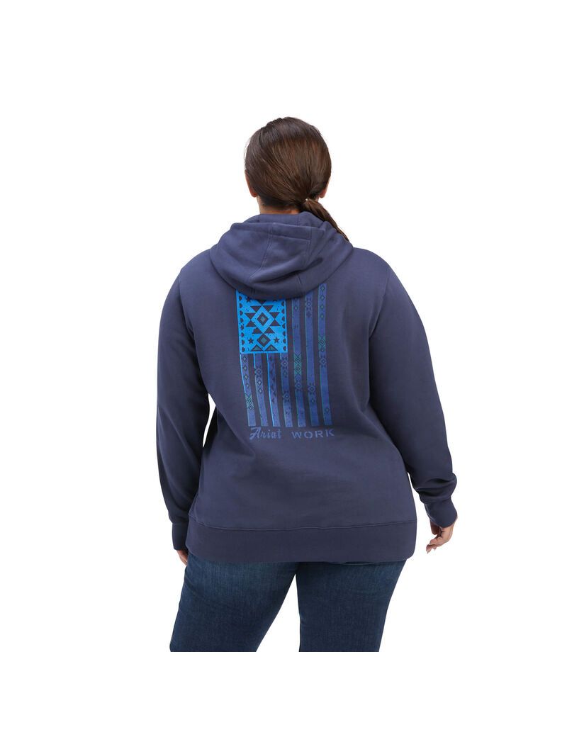 Vêtements De Travail Ariat Rebar Aztec Flag Graphique Hoodie Indigo | NMX-9847690