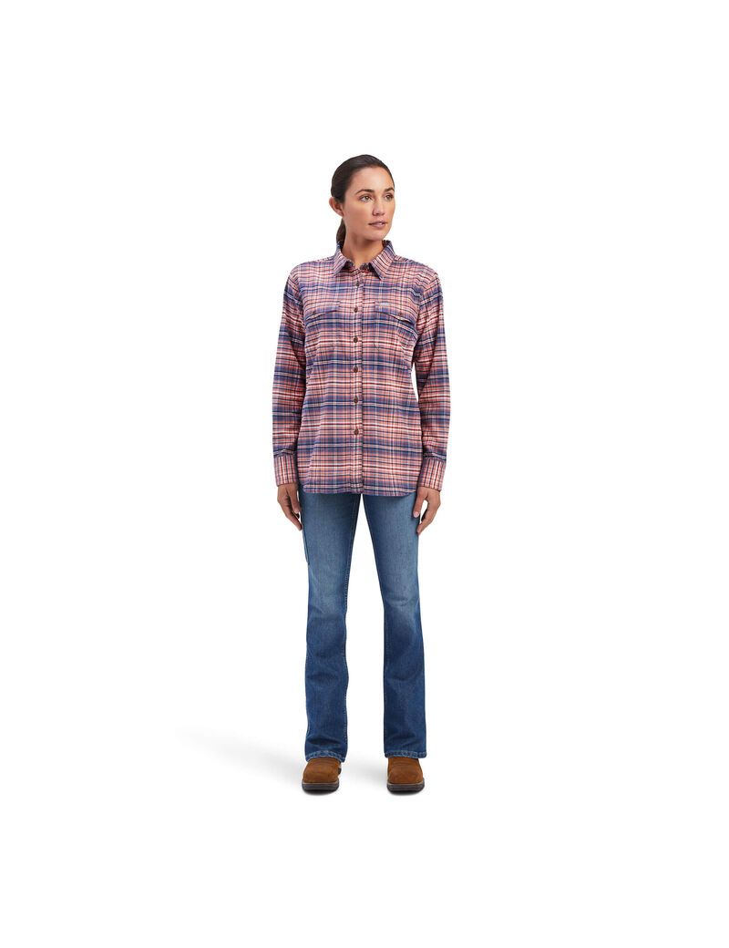 Vêtements De Travail Ariat Rebar Flannel DuraStretch Travail Shirts Rose | IVB-9159859