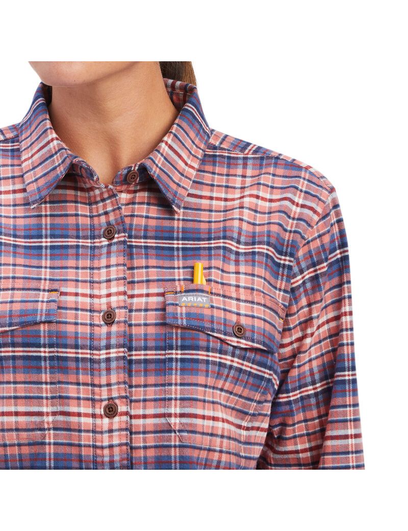 Vêtements De Travail Ariat Rebar Flannel DuraStretch Travail Shirts Rose | IVB-9159859