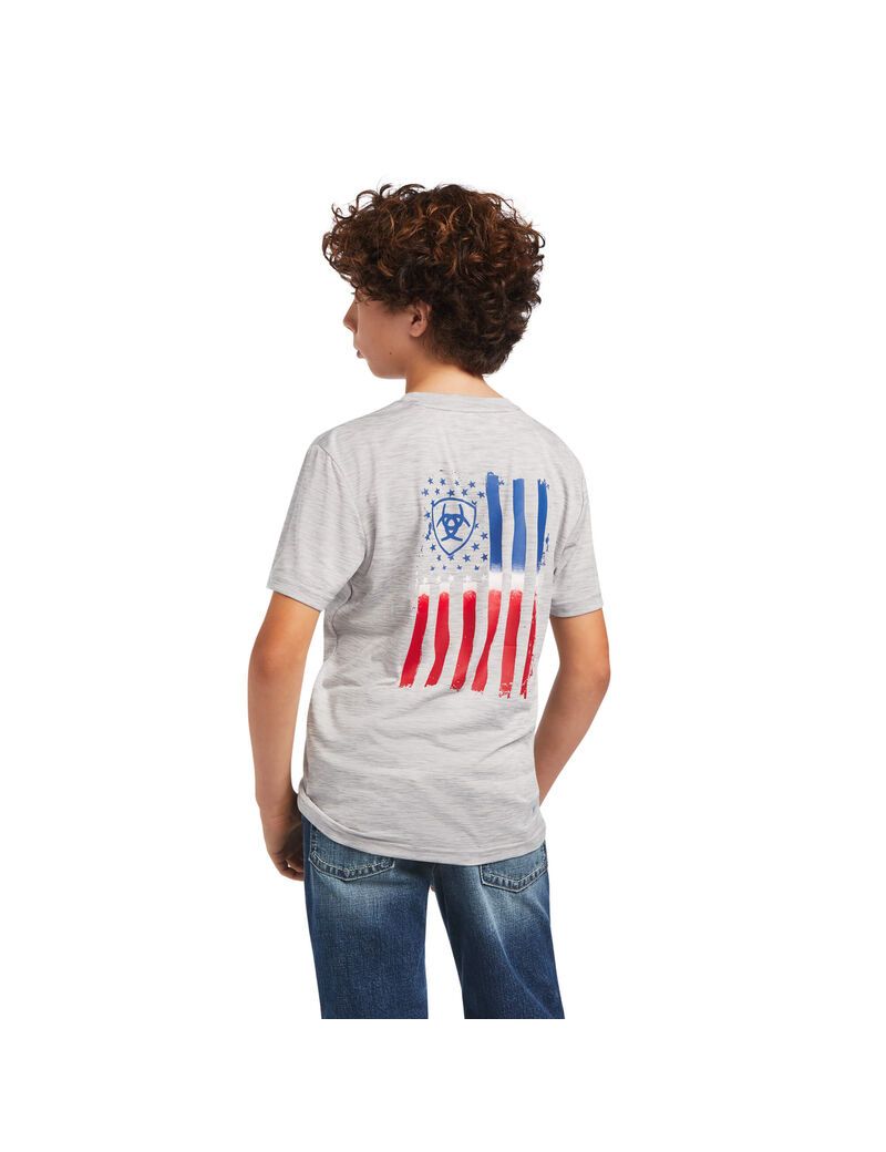 T Shirts Ariat Charger Patriotic Tee Grise | KXR-4780880