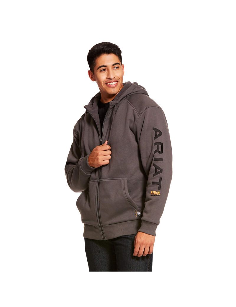 Sweat à Capuche Ariat Rebar All-Weather Full Zip Grise | HHZ-3244970