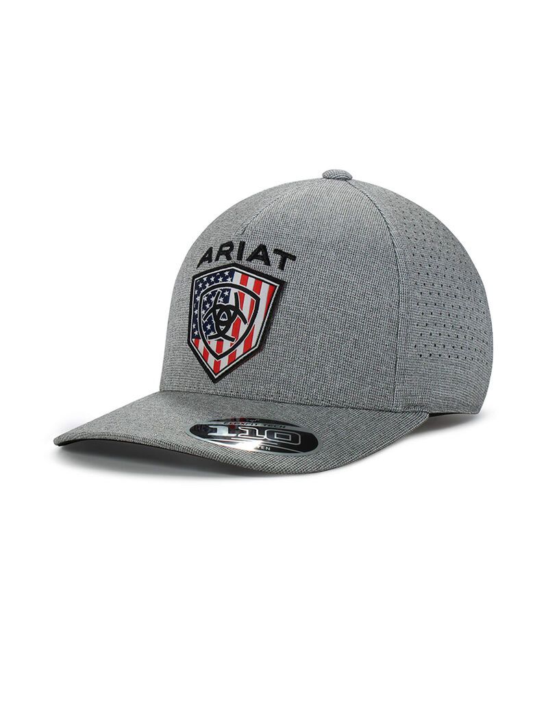 Casquettes Ariat Usa flag shield logo Grise | MLZ-4258982