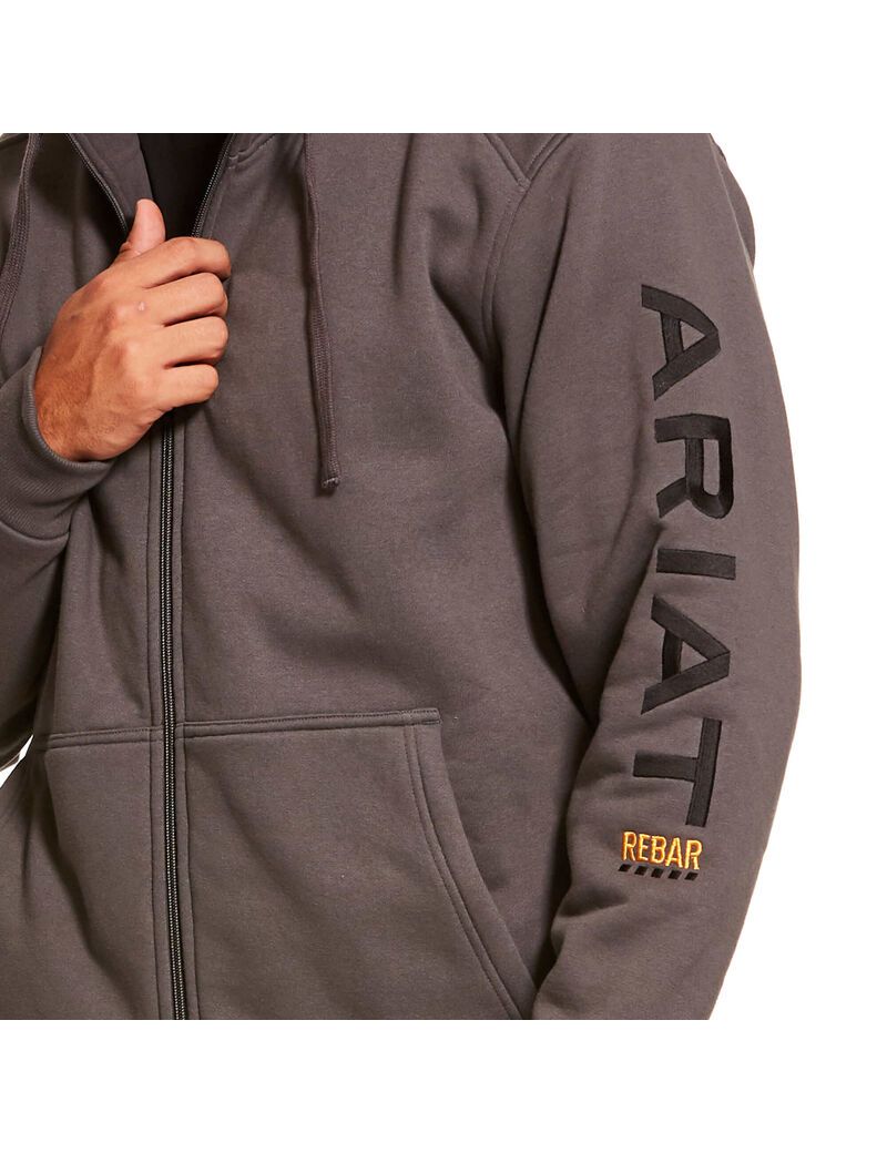 Sweat à Capuche Ariat Rebar All-Weather Full Zip Grise | HHZ-3244970