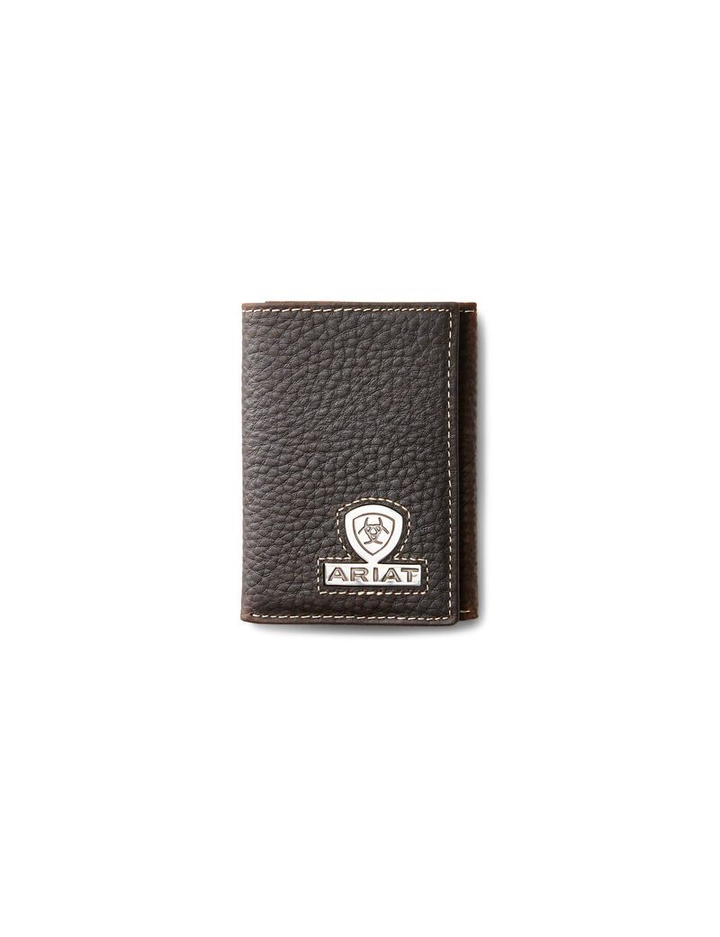 Portefeuilles Ariat Trifold Stacked Logo Marron | OBS-8816657