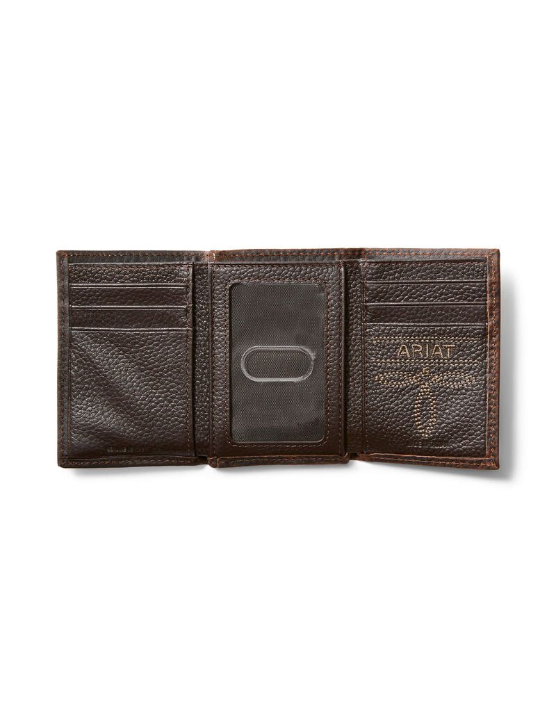 Portefeuilles Ariat Trifold Stacked Logo Marron | OBS-8816657