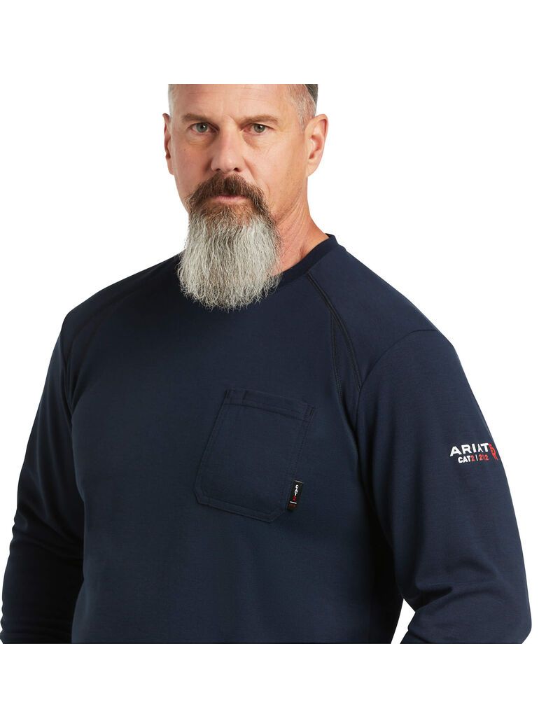 Chemises Ariat FR Max Protect Inherent Bleu Marine | ZWL-4703846