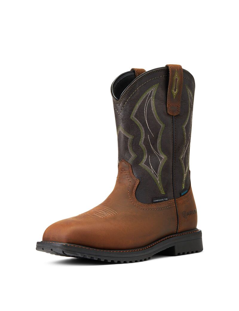 Bottes de Travail Ariat RigTek Larges Square Embout Imperméables Composite Embout Marron | TPQ-6398210