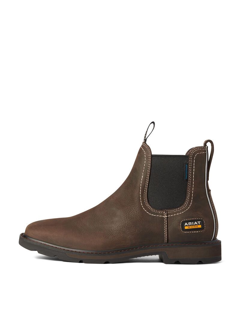 Bottes Imperméables Ariat Groundbreaker Chelsea Larges Square Embout Travail Marron Foncé | MFS-8612948