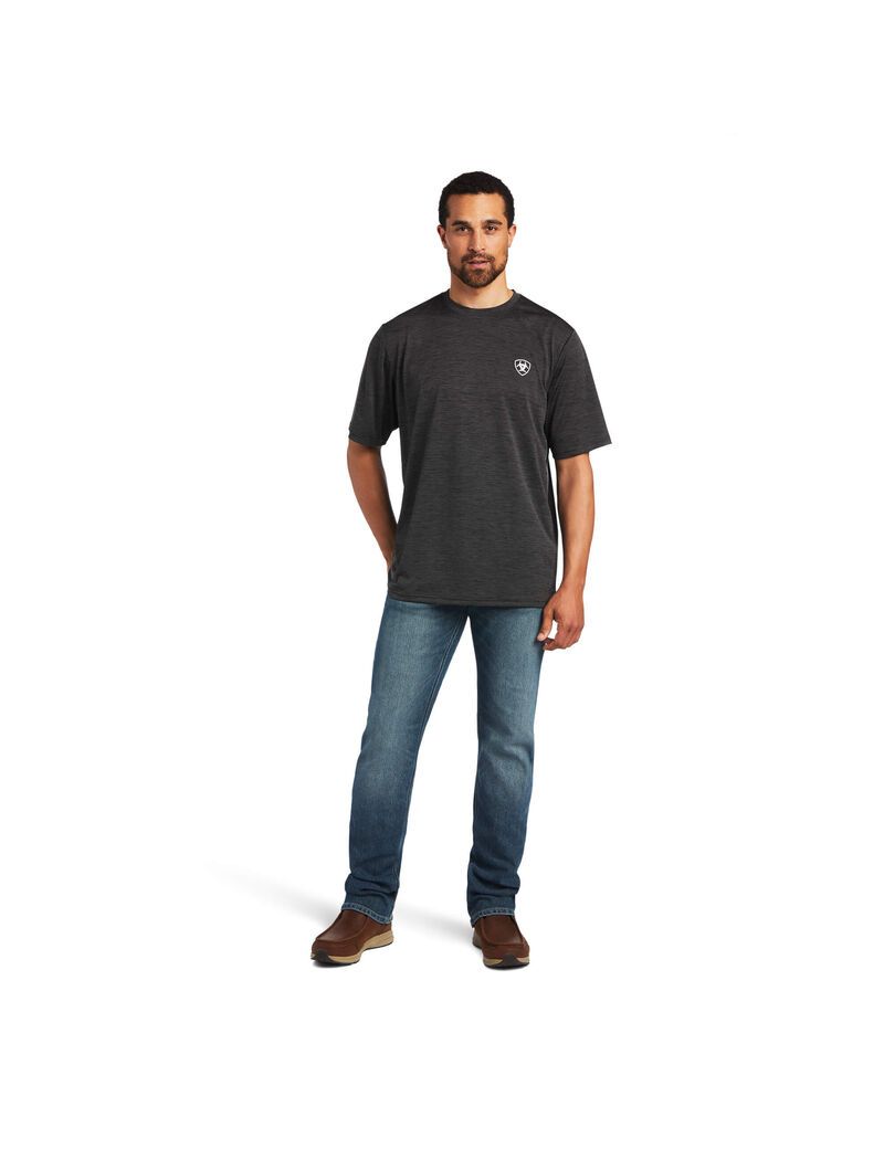 T Shirts Ariat Charger Vertical Flag Tee Grise | XHD-7483530