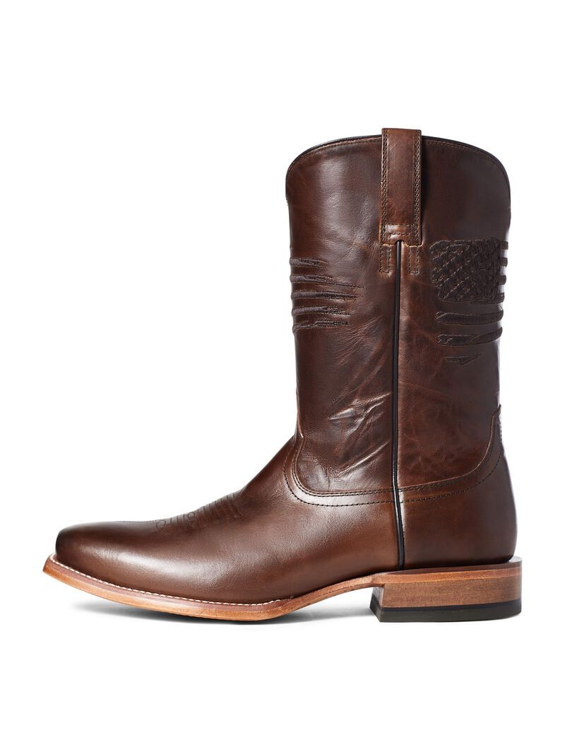 Bottes Western Ariat Circuit Patriot Square Embout Marron | KFP-8277672