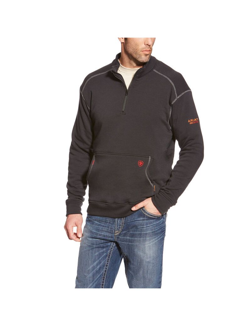 Hauts Ariat FR Polartec Fleece 1/4 Zip Noir | OYN-7680045