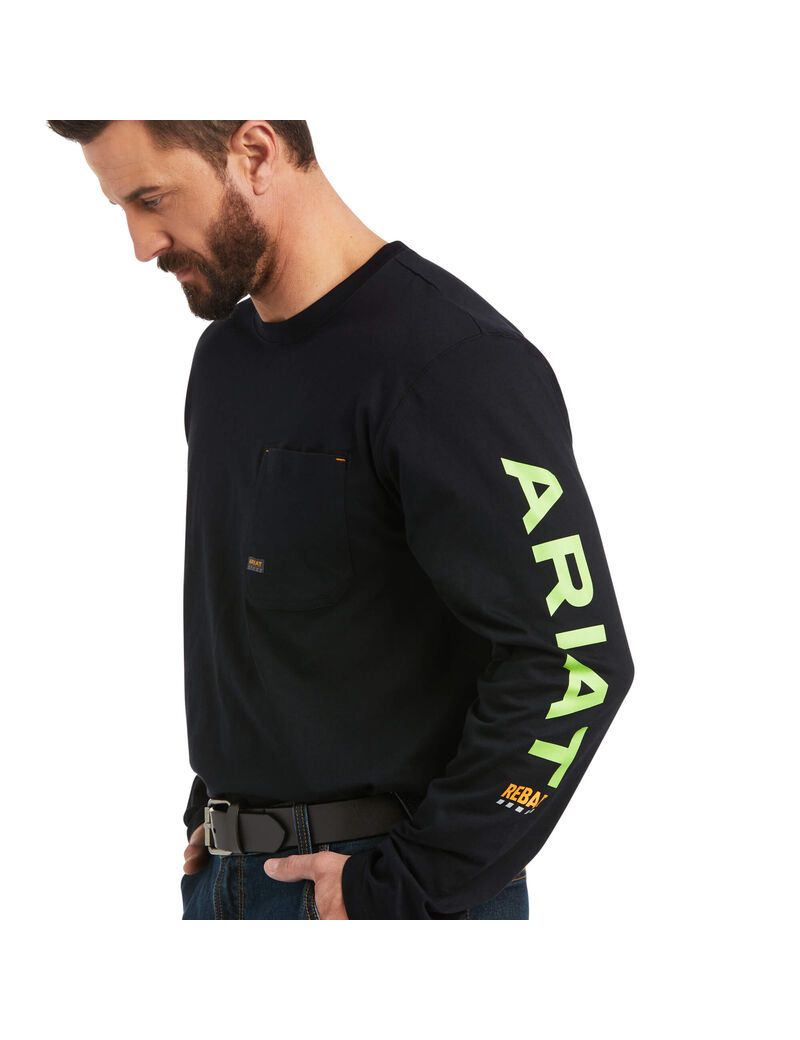 Vêtements De Travail Ariat Rebar Workman Logo Noir Vert Clair | CUC-0388178