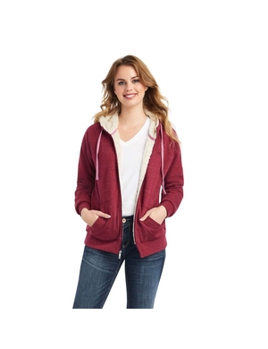 Sweat à Capuche Ariat REAL Sherpa Full Zip Rouge | PQM-5126316