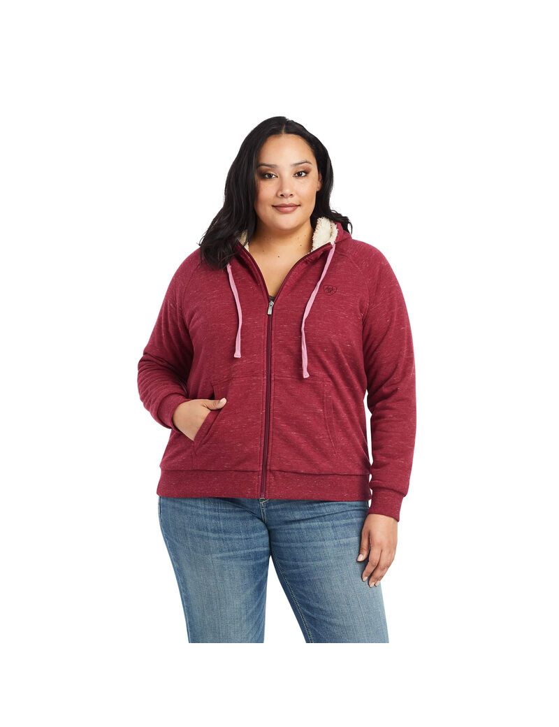 Sweat à Capuche Ariat REAL Sherpa Full Zip Rouge | PQM-5126316