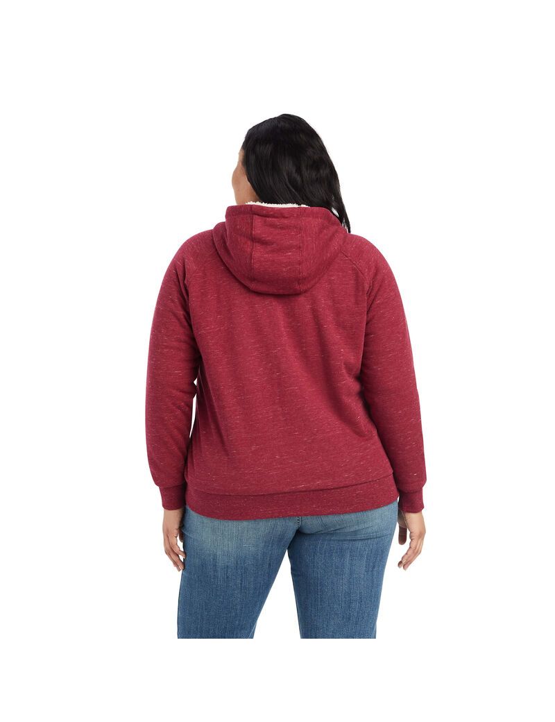 Sweat à Capuche Ariat REAL Sherpa Full Zip Rouge | PQM-5126316