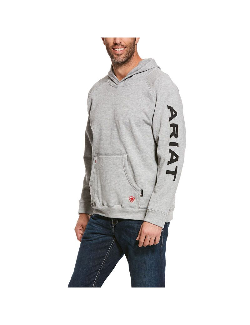 Sweat à Capuche Ariat FR Primo Fleece Logo Grise | CKS-9553041