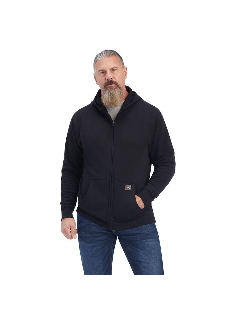 Sweat à Capuche Ariat Rebar Workman Reflective Flag Full Zip Noir | GKW-7634408