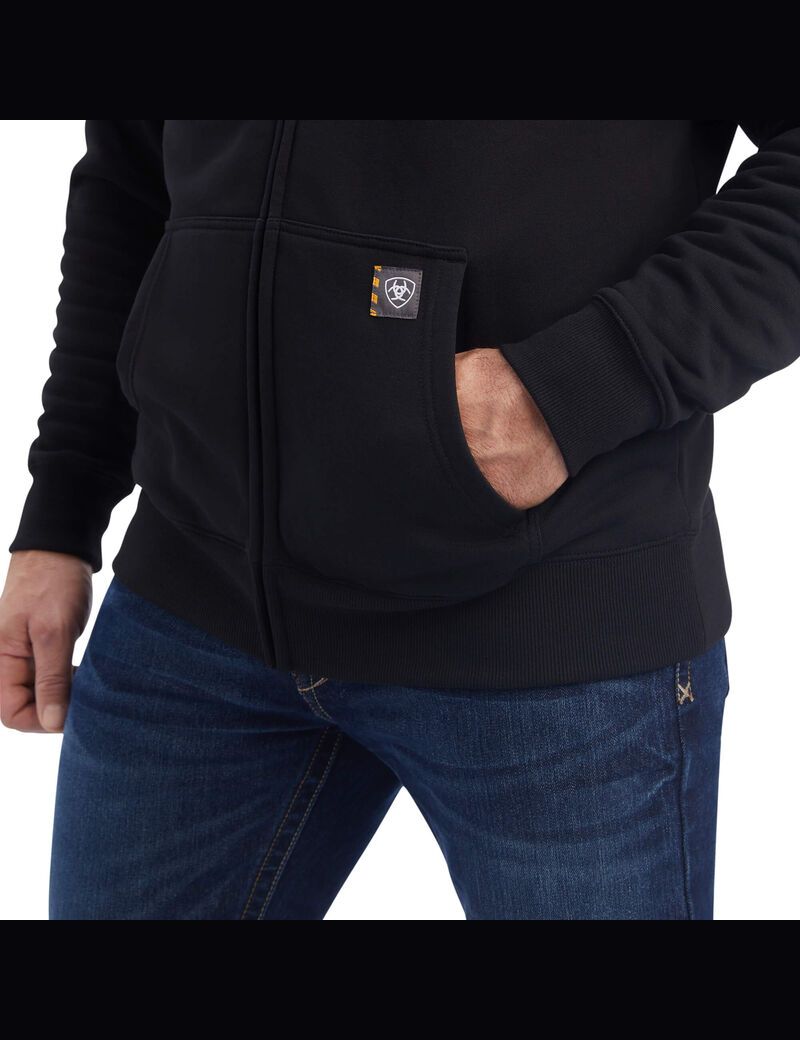 Sweat à Capuche Ariat Rebar Workman Reflective Flag Full Zip Noir | GKW-7634408