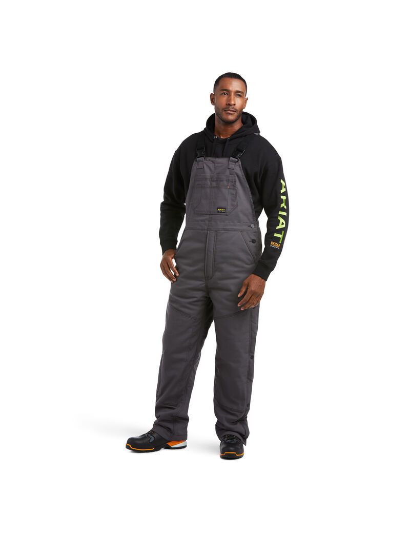 Pantalon Bib Ariat Rebar DuraCanvas Stretch Insulated Grise | HAJ-2771517