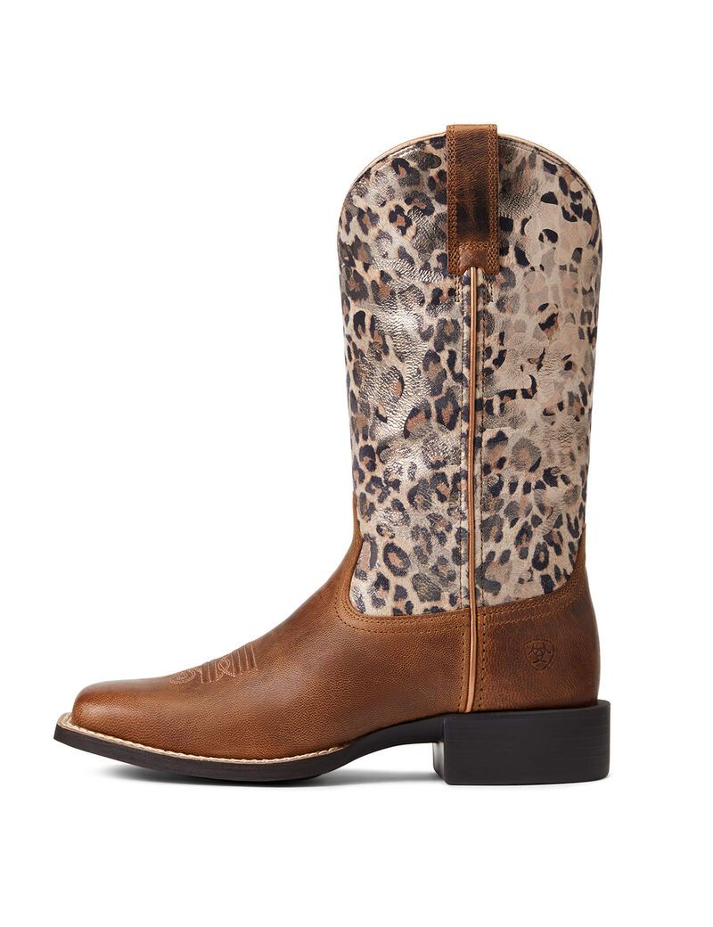 Bottes Western Ariat Round Up Larges Square Embout Marron | WMT-7423788