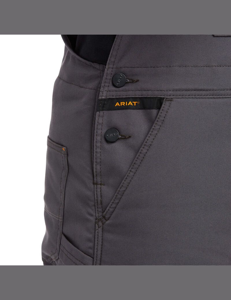 Pantalon Bib Ariat Rebar DuraCanvas Stretch Insulated Grise | HAJ-2771517