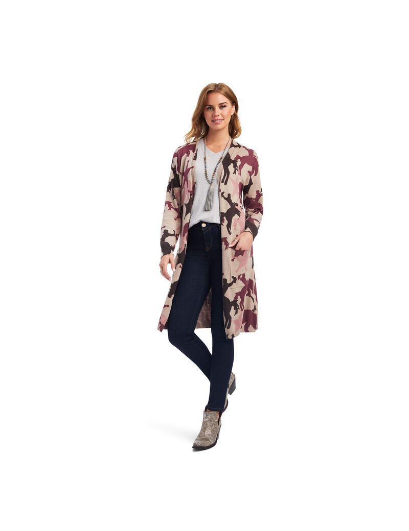 Cardigan Ariat Ride into the Sunset Marron Beige | LDZ-5562557