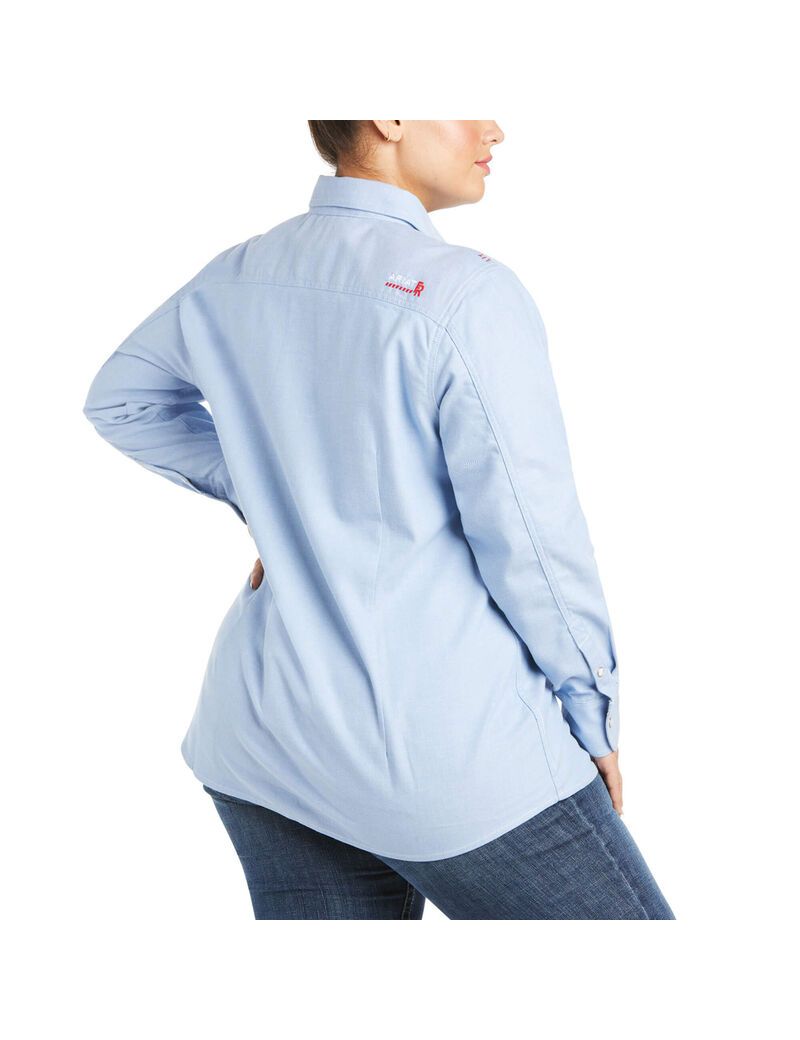 Chemises Ariat FR Solid DuraStretch Snap Travail Bleu | ONP-7634877