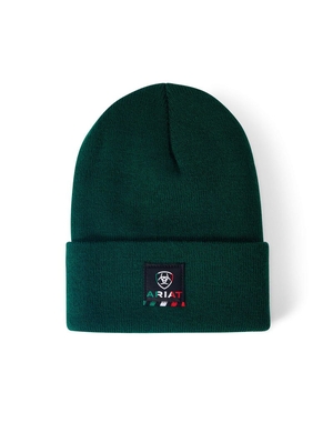 Chapeaux Ariat Rebar Mexican Flag Patch Beanie Vert | NYC-6511037