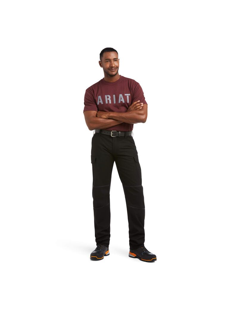 Pantalon Ariat Rebar M5 Droit DuraStretch Ripstop Cargo Droit Noir | PWT-8898366