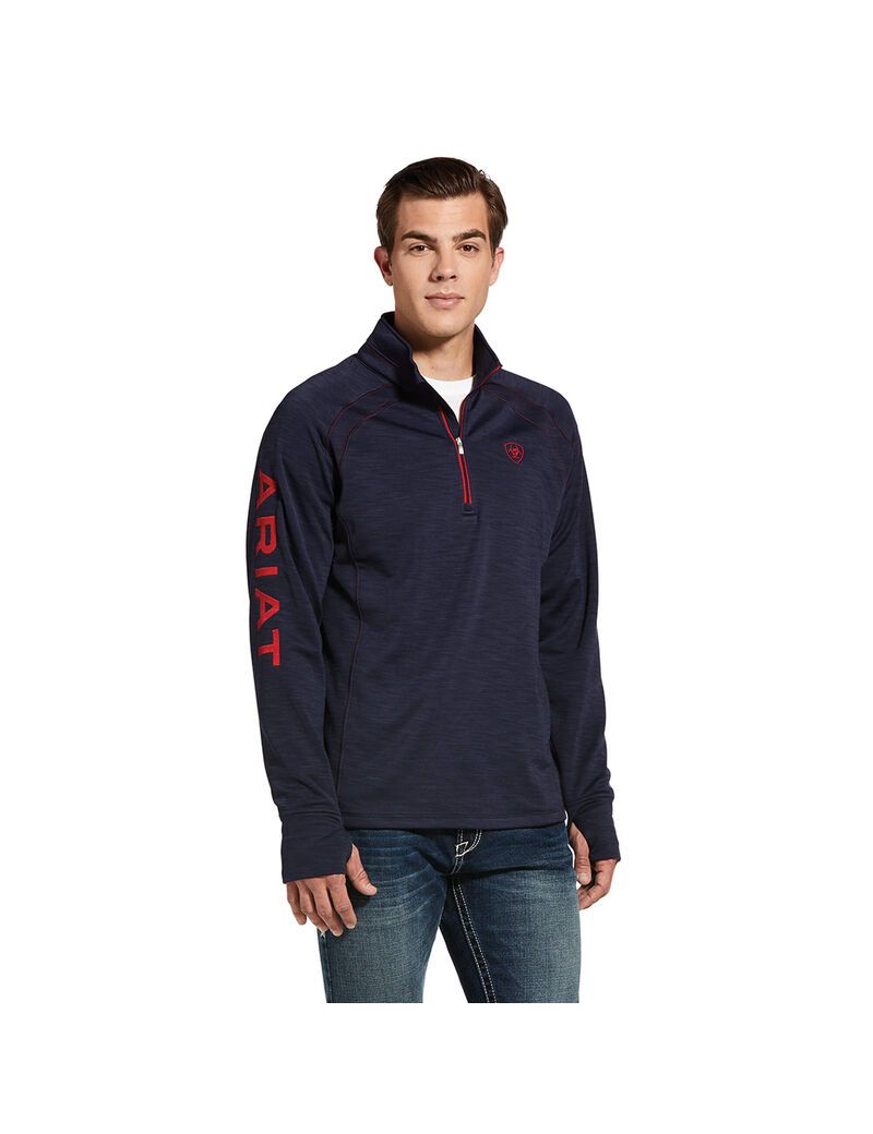 Sweats Ariat Tek Team 1/2 Zip Bleu Marine | BVV-7103388