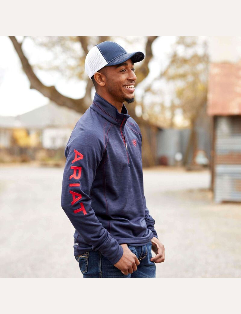 Sweats Ariat Tek Team 1/2 Zip Bleu Marine | BVV-7103388