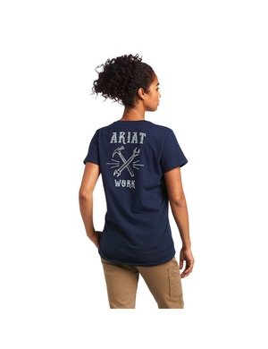 Vêtements De Travail Ariat Rebar Coton Strong Wrench Graphique T Shirts Bleu Marine | MFD-1707986