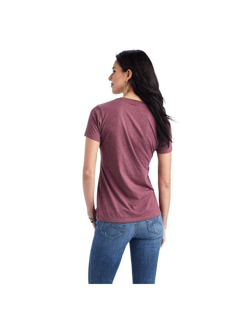 Hauts Ariat Floral Lettres Tee Bordeaux | QMA-7517673