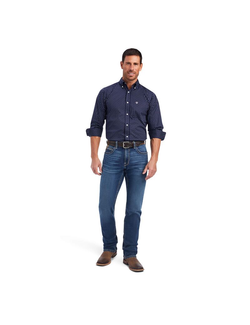 Chemises De Costume Ariat Niko Stretch Fitted Bleu | WLJ-4996882