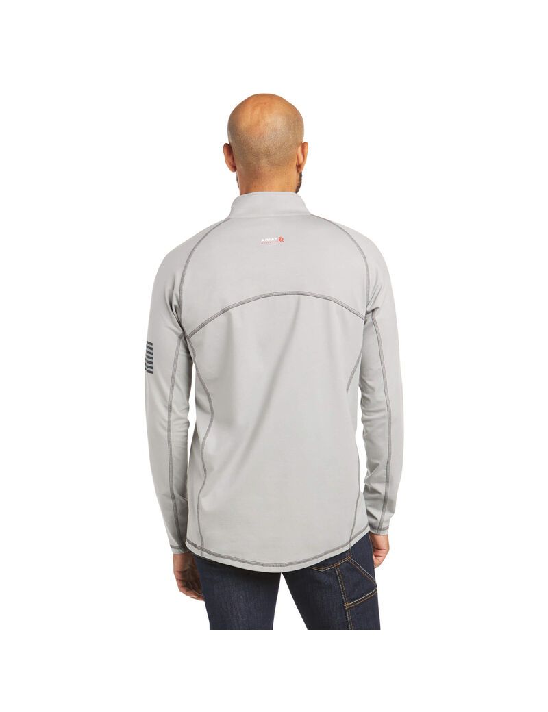 Chemises Ariat FR Combat Stretch Patriot 1/4 Zip Travail Argent | MMN-7929818