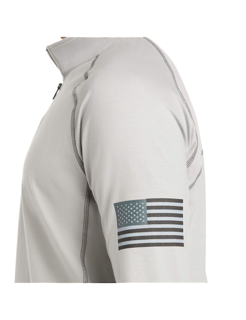 Chemises Ariat FR Combat Stretch Patriot 1/4 Zip Travail Argent | MMN-7929818